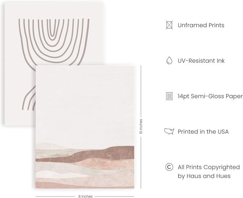 Frameable Beige Boho Art Wall Decor - Set of 6 Neutral Mid Century Modern Wall Art, Minimalist Wall Art, Neutral Wall Decor, Beige Boho Posters for Room Aesthetic (Unframed 8x10) - Image 2