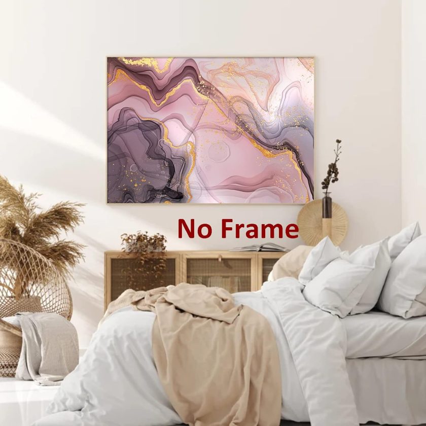 Black and Pink Abstract Wall Art Pink Abstract Poster Pink and Gold Painting Pink Gray Wall Art Pink Marble Poster Pink and Gold Abstract Painting Modern Abstract Artwork for Bedroom 16x24inch Frameless - Image 2