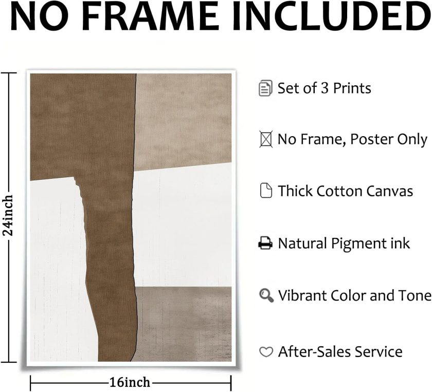 Brown and Beige Abstract Wall Art Minimalist Abstract Painting Brown Neutral Wall Art Beige and Brown Abstract Painting Color Block Poster Print Brown Beige and White Wall Art 16x24inchx3PCS No Frame - Image 2